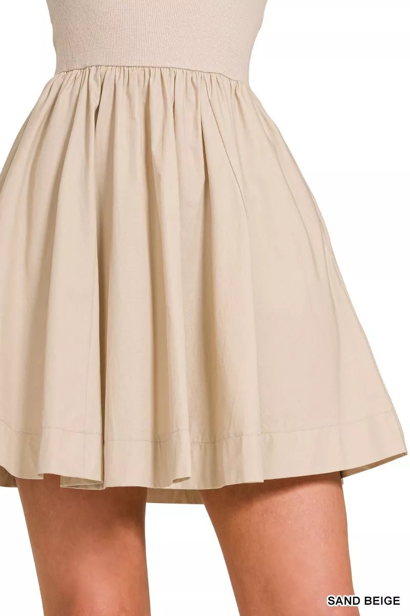 Zenana Combined Knit Tube Top Flare Mini Dress - Bitsy Gypsy Boutique