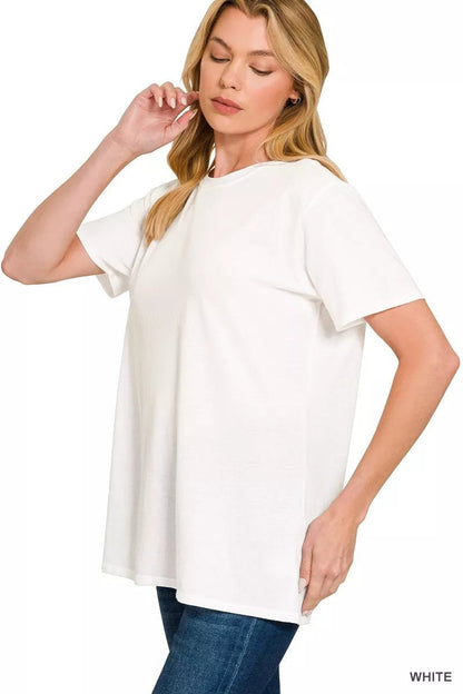 Zenana Cotton Boyfriend Round Neck Tee - Bitsy Gypsy Boutique