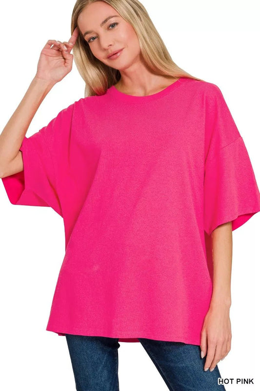 Zenana Cotton Short Sleeve Oversized Tunic Tee - Bitsy Gypsy Boutique