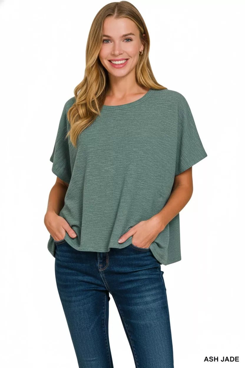 Zenana Cotton Slub Oversize Tee - Bitsy Gypsy Boutique