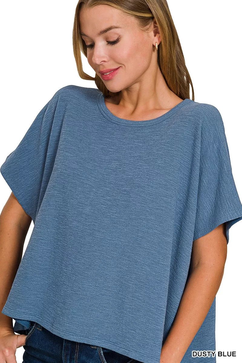 Zenana Cotton Slub Oversized Tee - Bitsy Gypsy Boutique