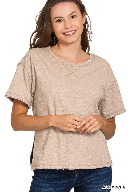 Zenana Cotton Slub Short Sleeve Tee - Bitsy Gypsy Boutique