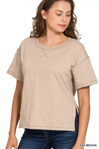 Zenana Cotton Slub Short Sleeve Tee - Bitsy Gypsy Boutique