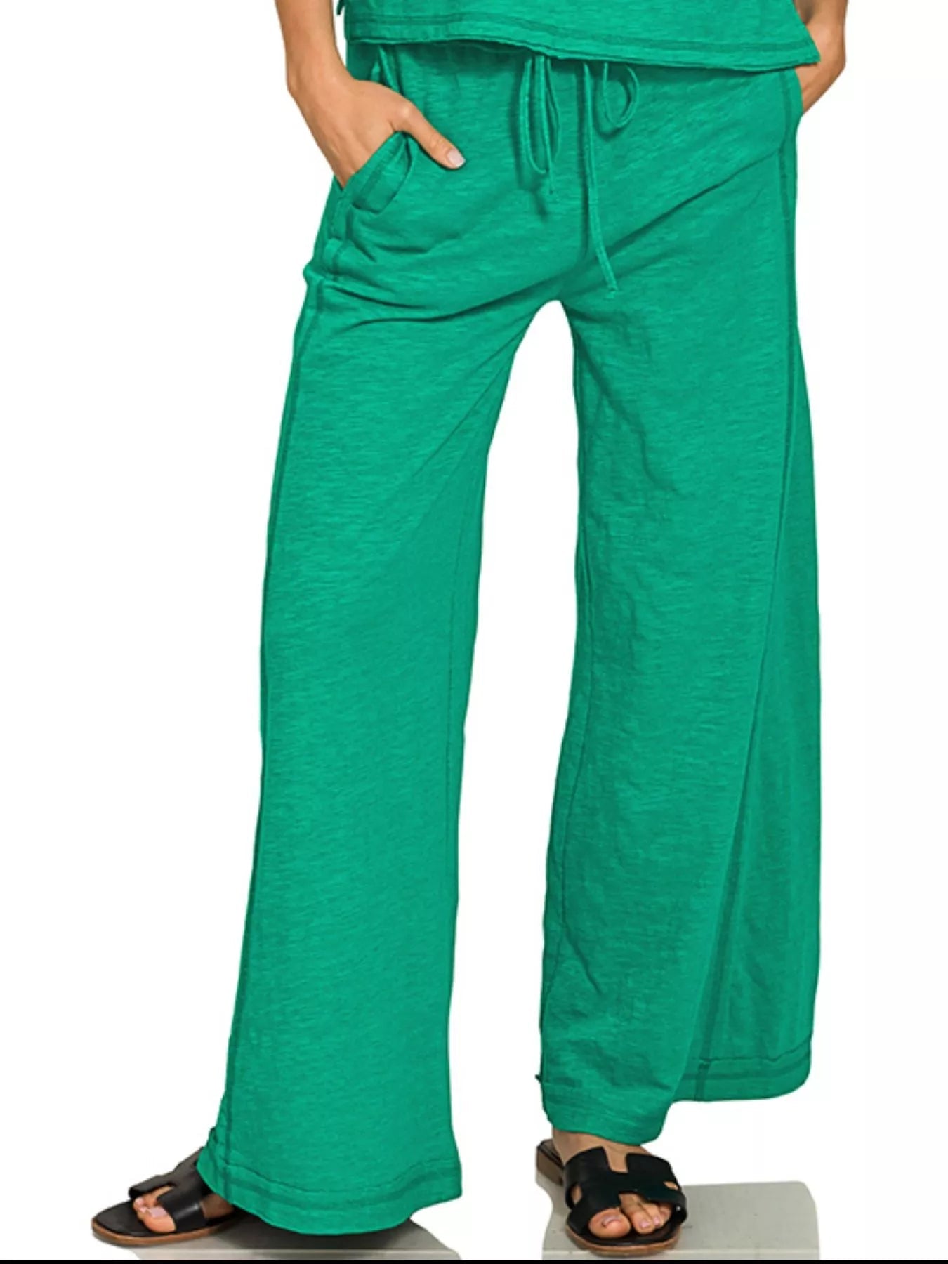 Zenana Cotton Slub Short Sleeve Tee and Pants Set - Bitsy Gypsy Boutique