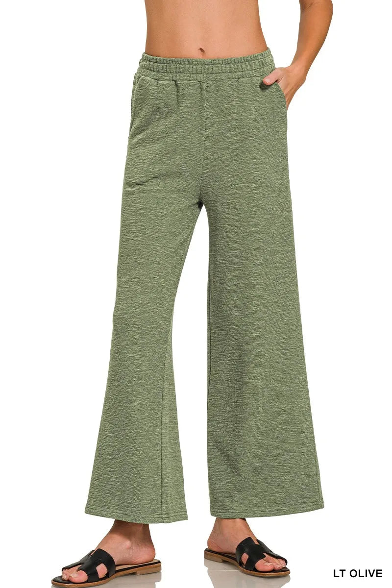 Zenana Cotton Slub Wide Leg Pants - Bitsy Gypsy Boutique