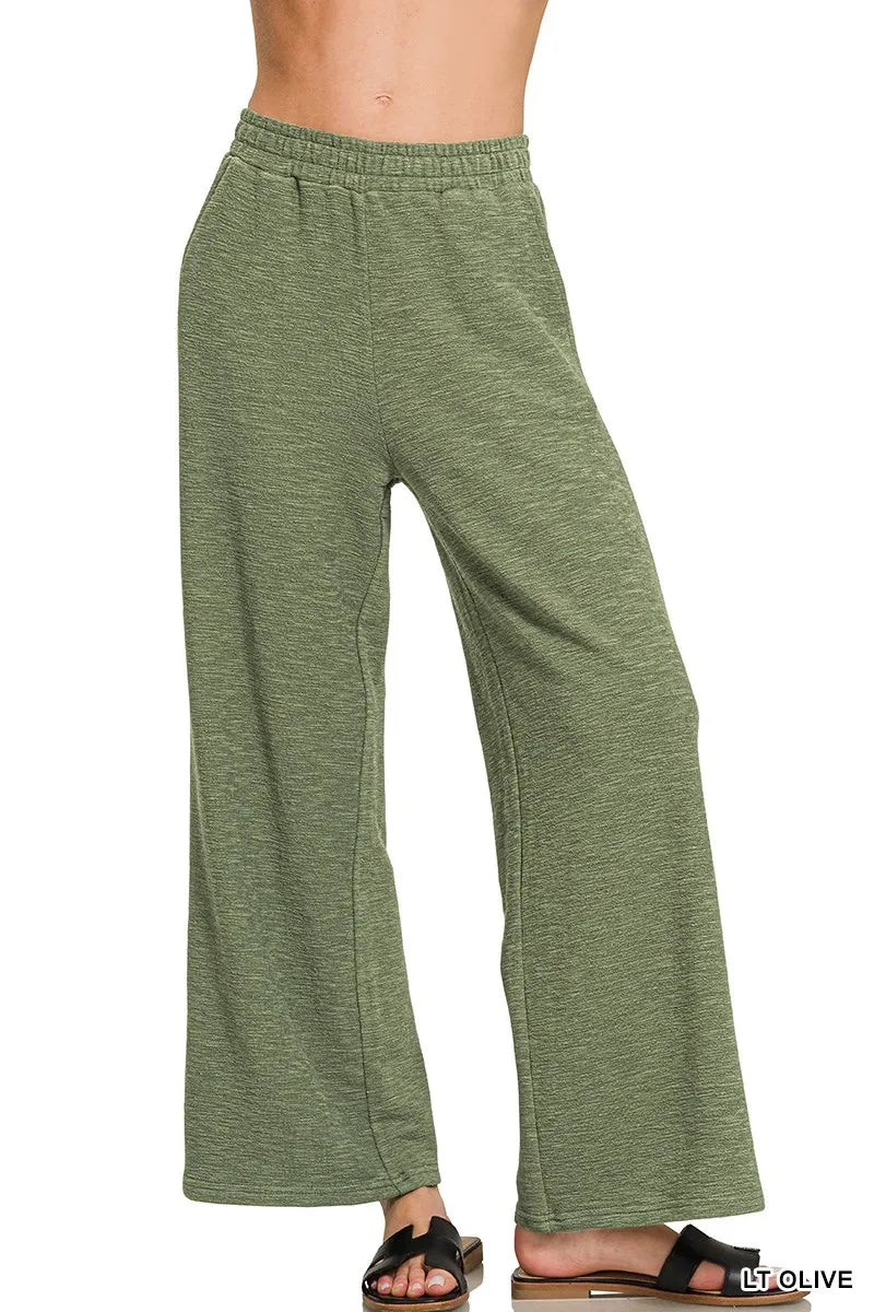 Zenana Cotton Slub Wide Leg Pants - Bitsy Gypsy Boutique