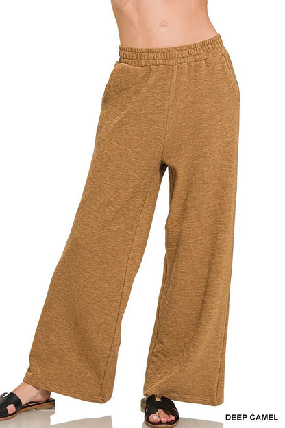 Zenana Cotton Slub Wide Leg Pants - Bitsy Gypsy Boutique