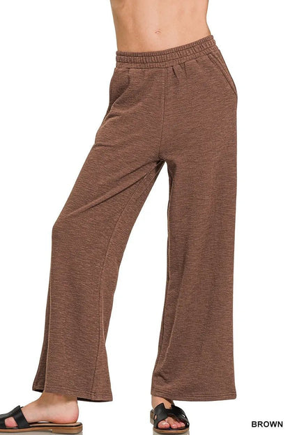 Zenana Cotton Slub Wide Leg Pants - Bitsy Gypsy Boutique