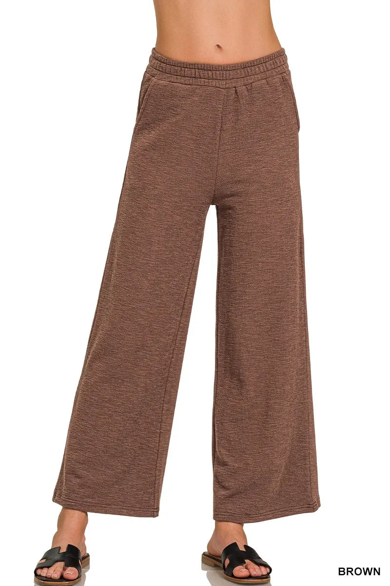 Zenana Cotton Slub Wide Leg Pants - Bitsy Gypsy Boutique