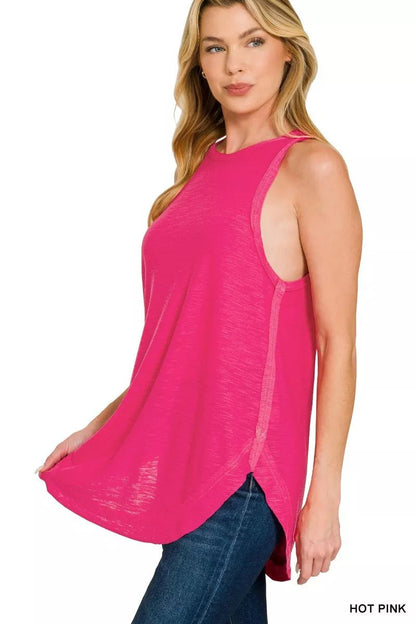 Zenana Curved Hem Slub Tunic Tank - Bitsy Gypsy Boutique