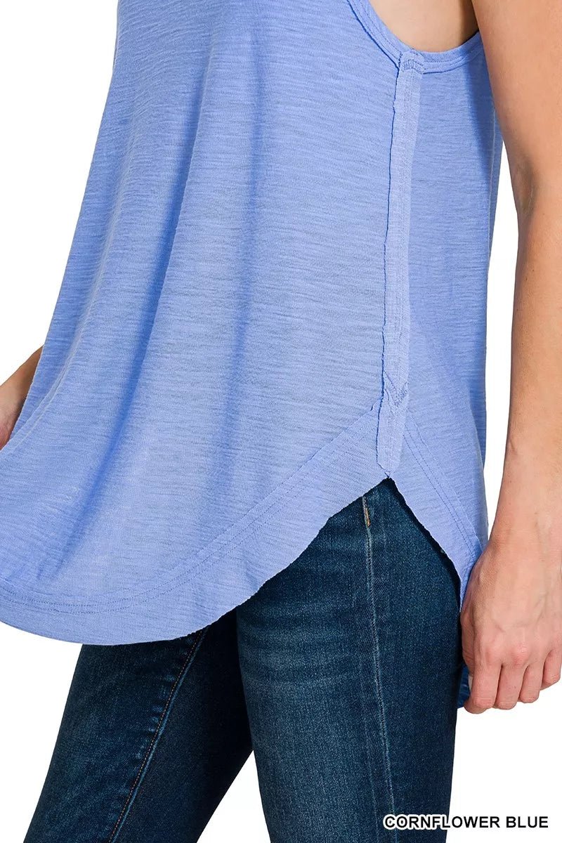 Zenana Curved Hem Slub Tunic Tank - Bitsy Gypsy Boutique