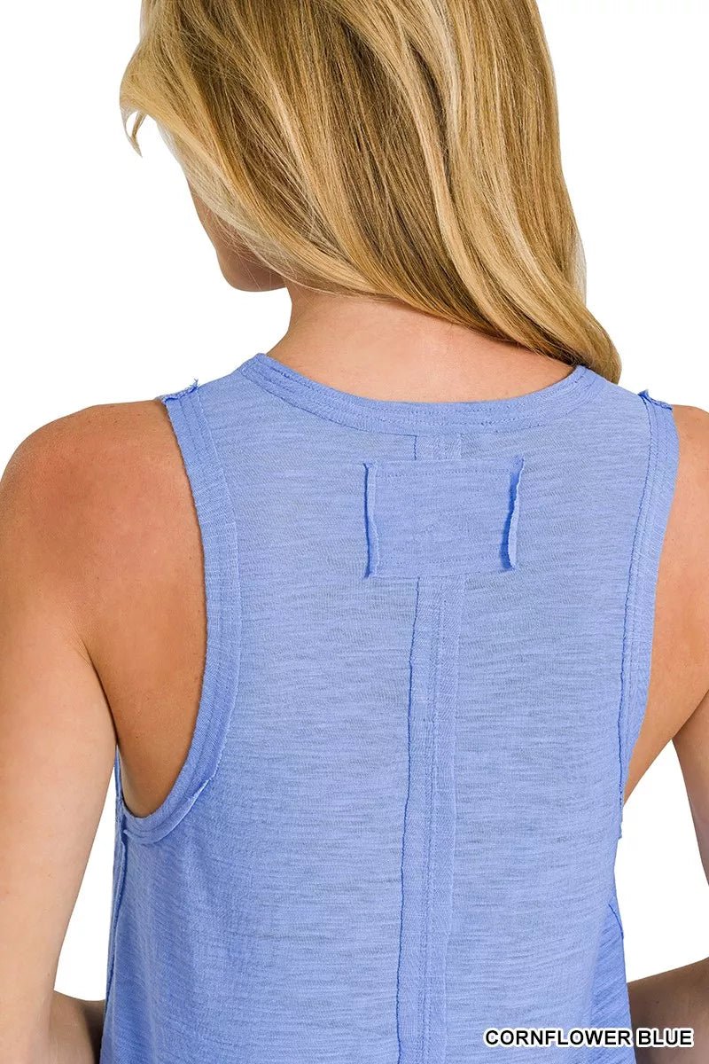 Zenana Curved Hem Slub Tunic Tank - Bitsy Gypsy Boutique