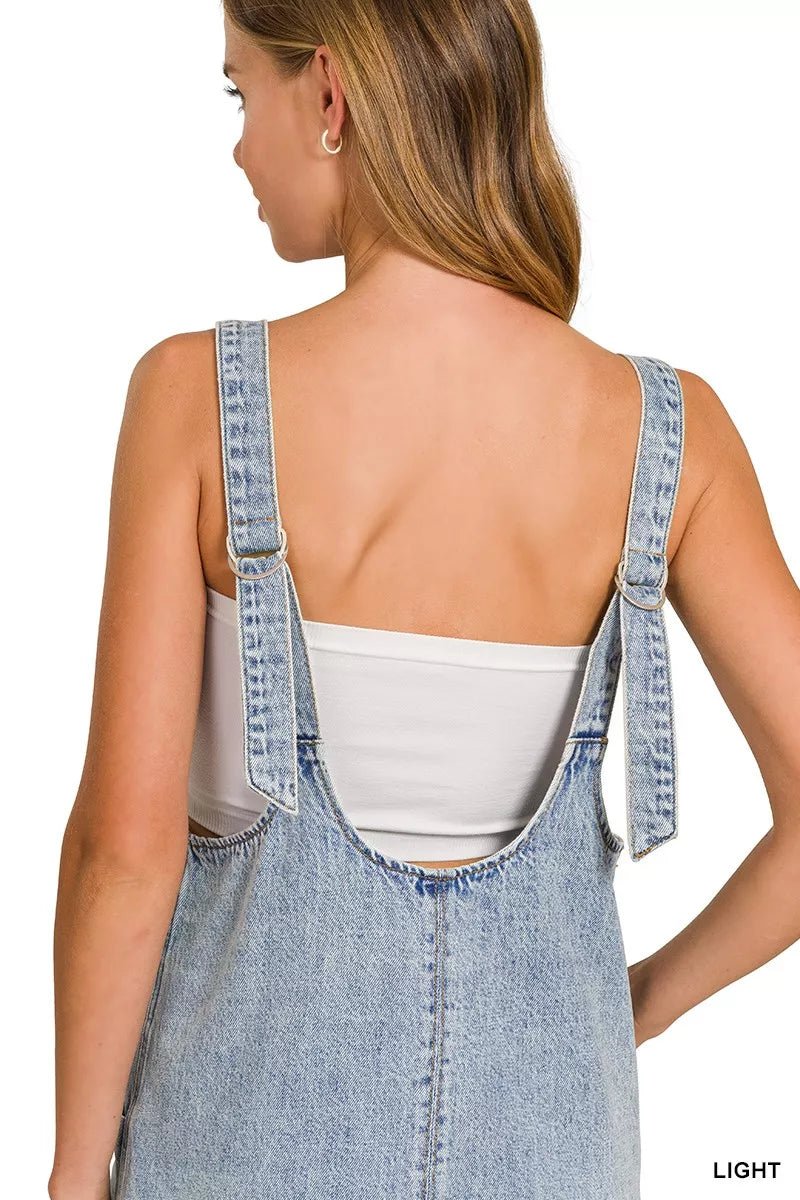Zenana Denim Overall Dress with Front Pockets - Bitsy Gypsy Boutique