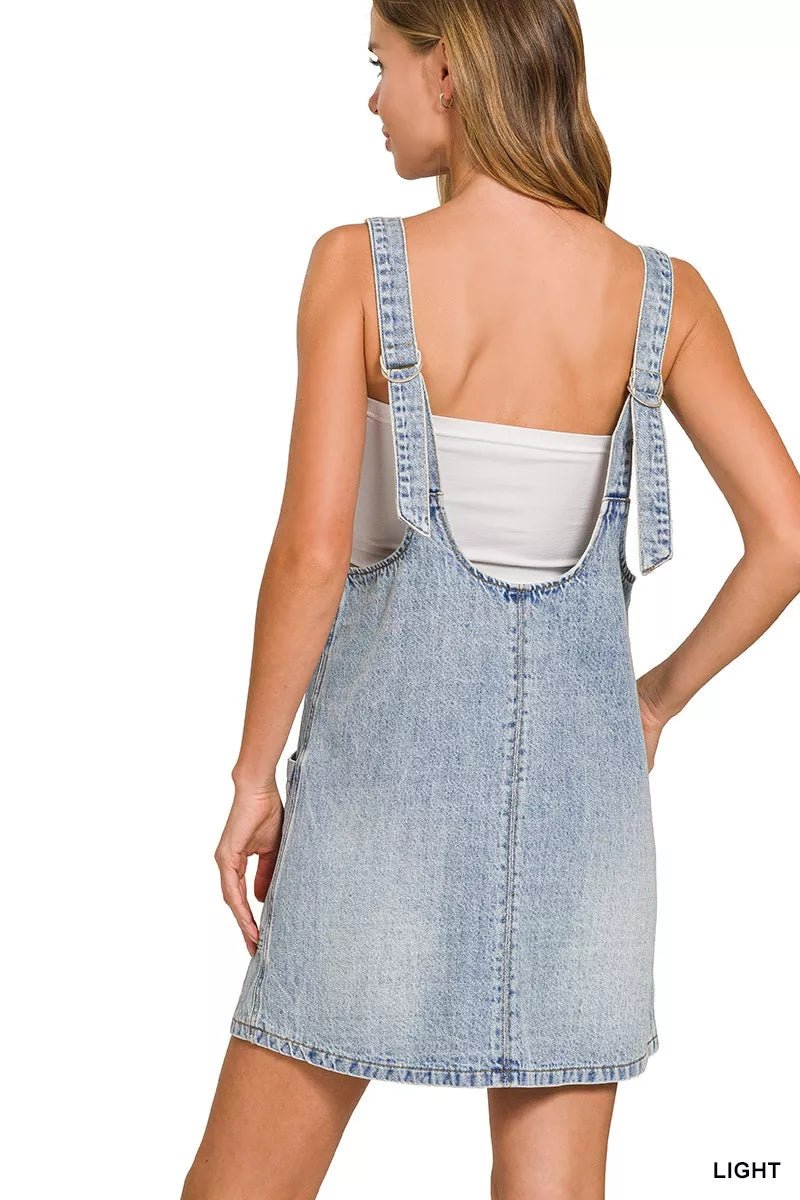 Zenana Denim Overall Dress with Front Pockets - Bitsy Gypsy Boutique