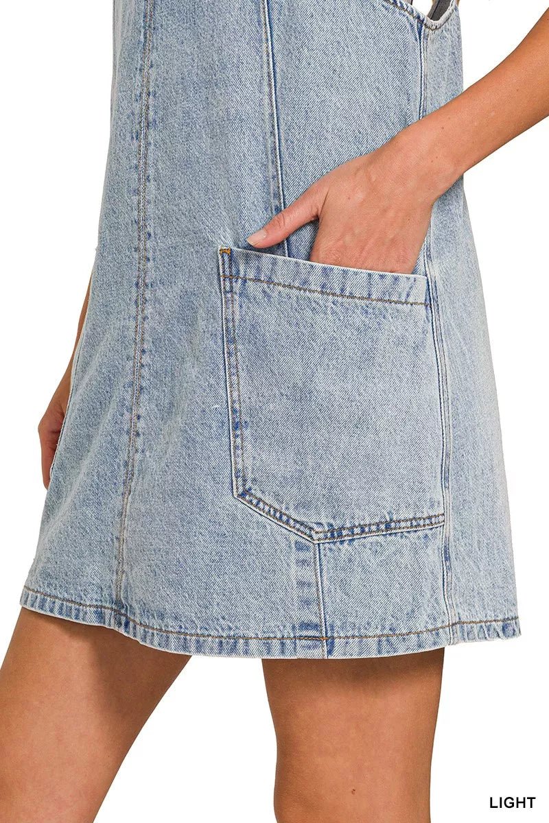 Zenana Denim Overall Dress with Front Pockets - Bitsy Gypsy Boutique