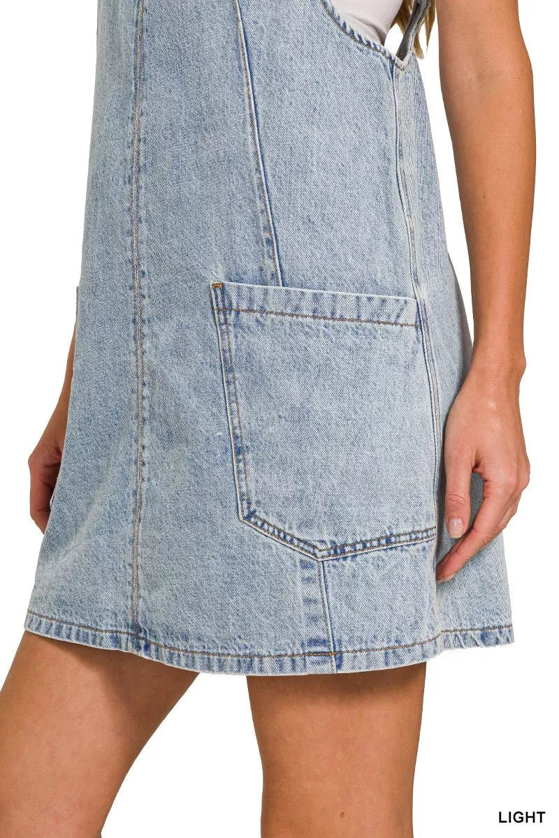 Zenana Denim Overall Dress with Front Pockets - Bitsy Gypsy Boutique