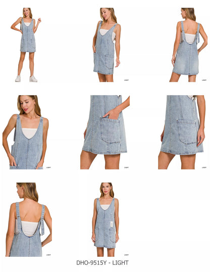 Zenana Denim Overall Dress with Front Pockets - Bitsy Gypsy Boutique