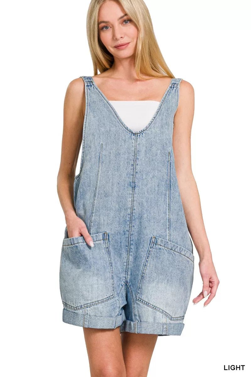 Zenana Denim Short Overalls - Bitsy Gypsy Boutique