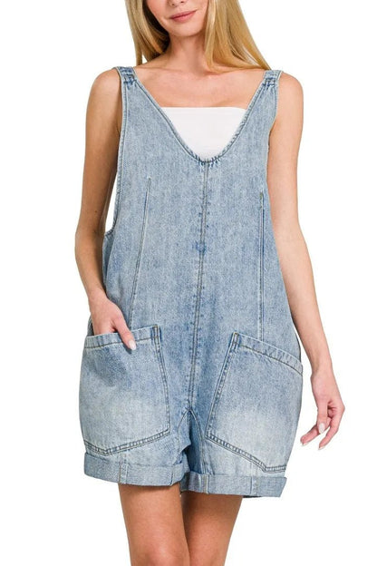 Zenana Denim Short Overalls with Pockets - Bitsy Gypsy Boutique