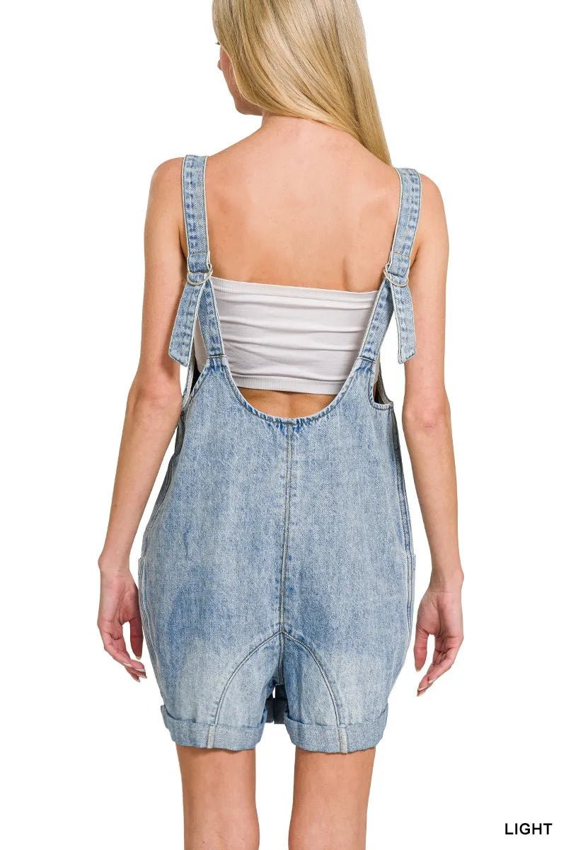 Zenana Denim Short Overalls with Pockets - Bitsy Gypsy Boutique