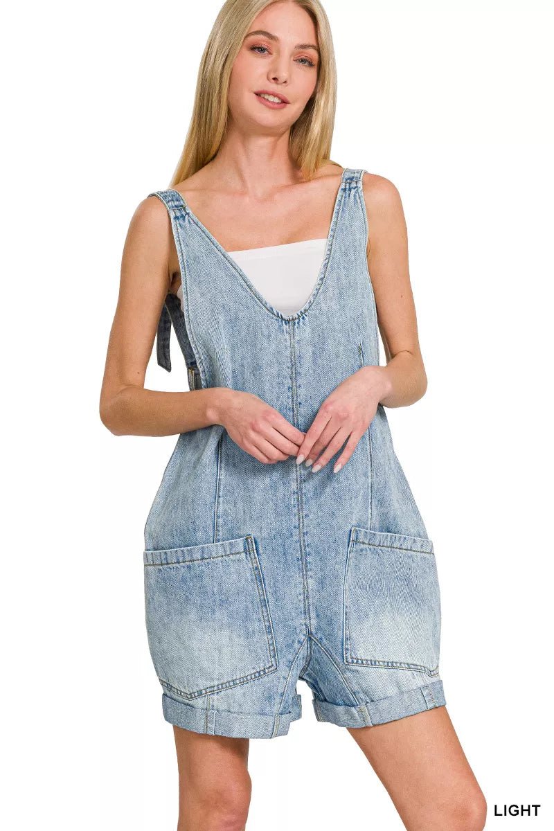 Zenana Denim Short Overalls with Pockets - Bitsy Gypsy Boutique