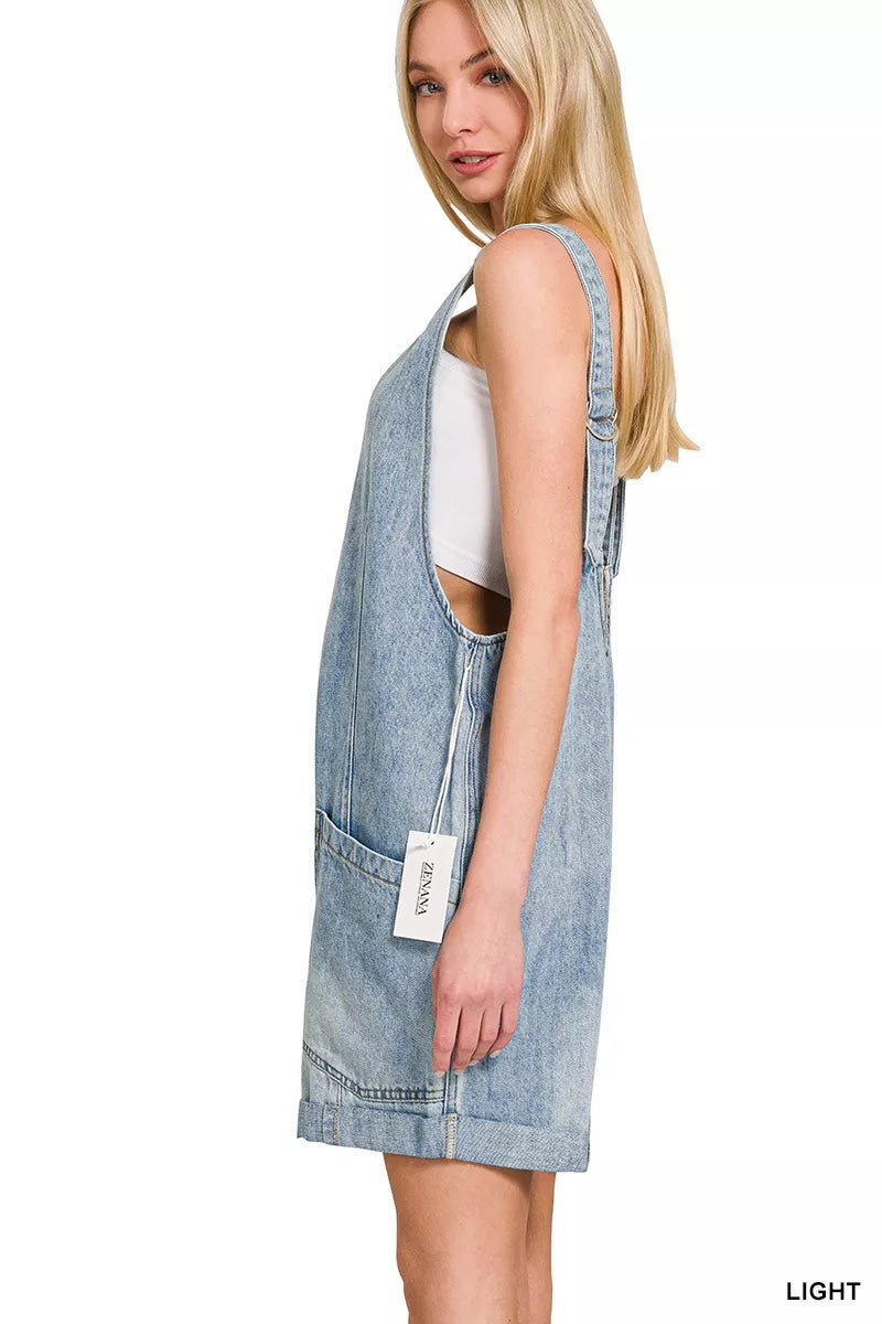Zenana Denim Short Overalls with Pockets - Bitsy Gypsy Boutique