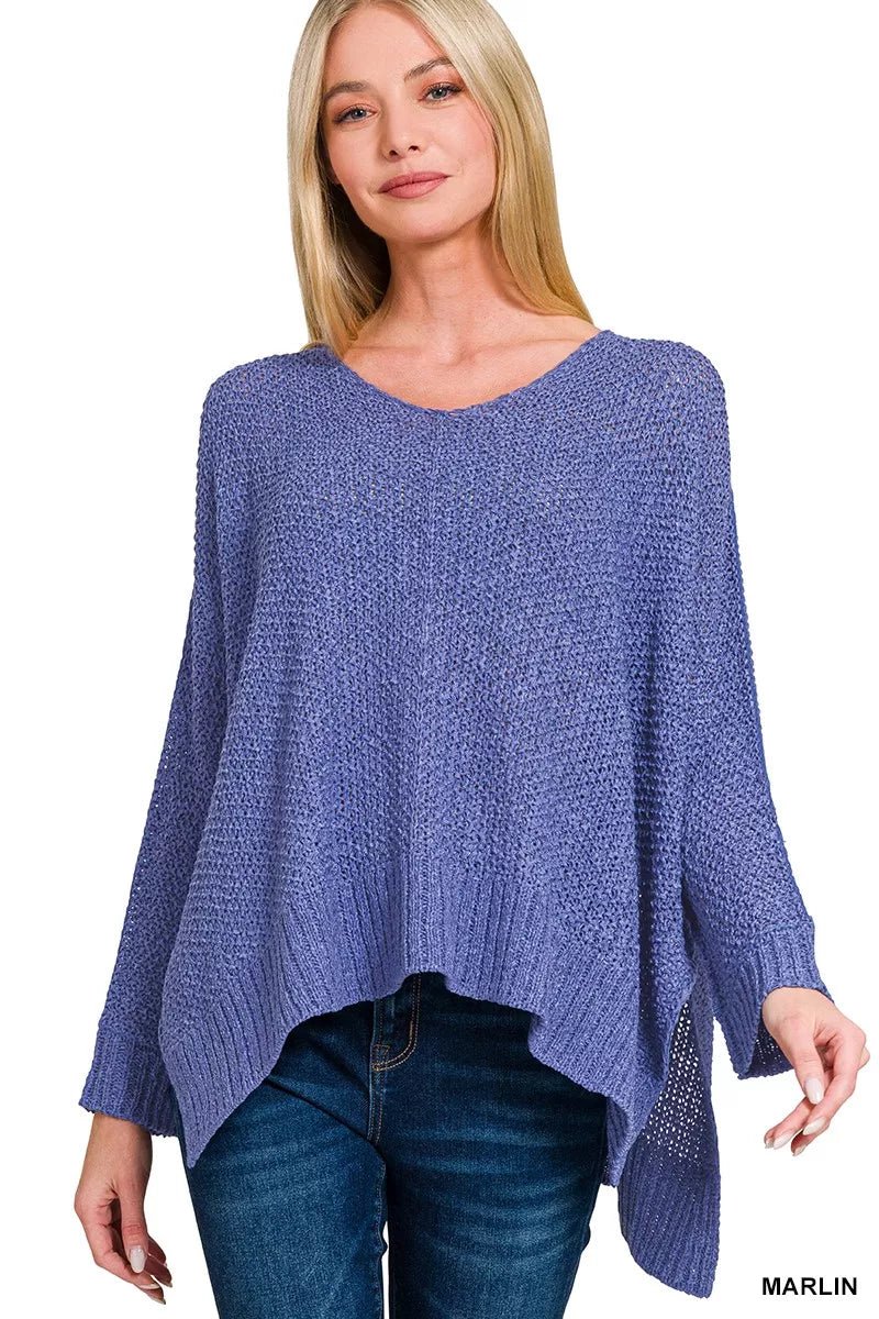 Zenana Dolman Sleeve V - Neck Sweater - Bitsy Gypsy Boutique