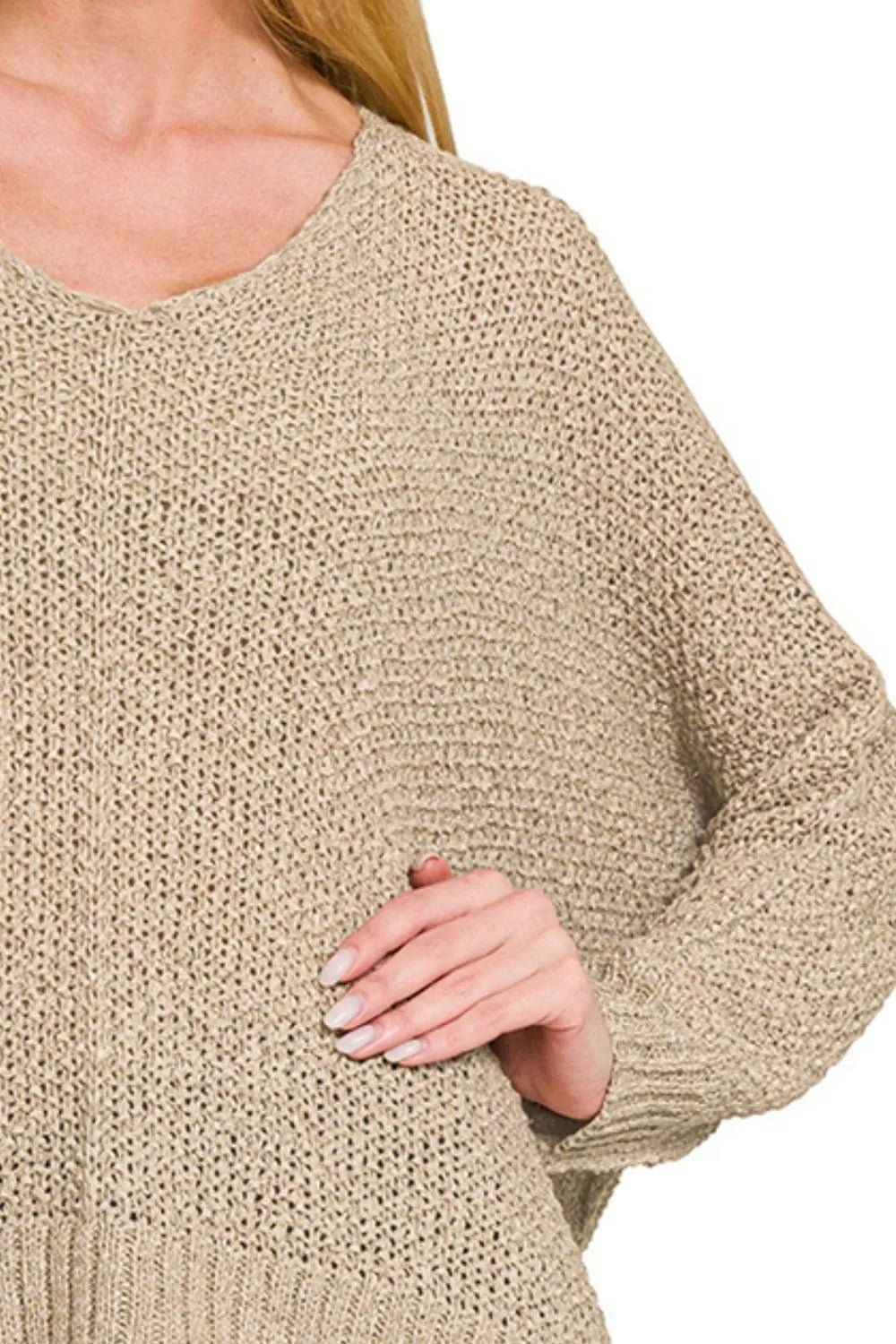 Zenana Dolman Sleeve V - Neck Sweater - Bitsy Gypsy Boutique