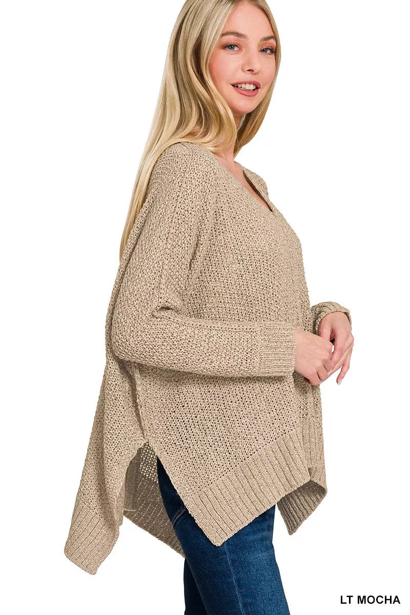 Zenana Dolman Sleeve V - Neck Sweater - Bitsy Gypsy Boutique