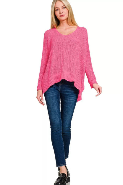 Zenana Dolman Sleeve V - Neck Sweater - Bitsy Gypsy Boutique