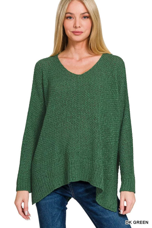 Zenana Dolman Sleeve V - Neck Sweater - Bitsy Gypsy Boutique