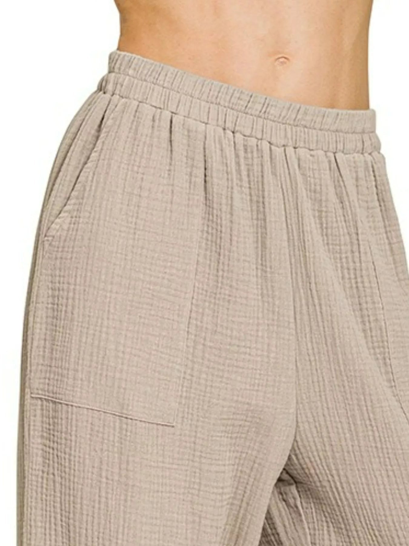 Zenana Double Gauze Elastic Band Pants - Bitsy Gypsy Boutique