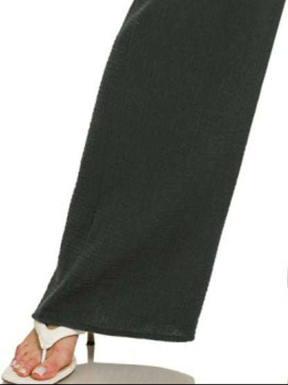 Zenana Double Gauze Elastic Band Pants - Bitsy Gypsy Boutique