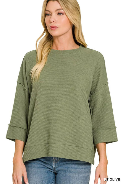Zenana Double Knit 3/4 Sleeve Top - Bitsy Gypsy Boutique