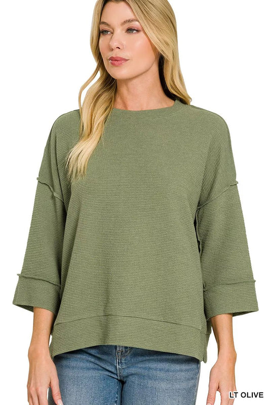 Zenana Double Knit 3/4 Sleeve Top - Bitsy Gypsy Boutique