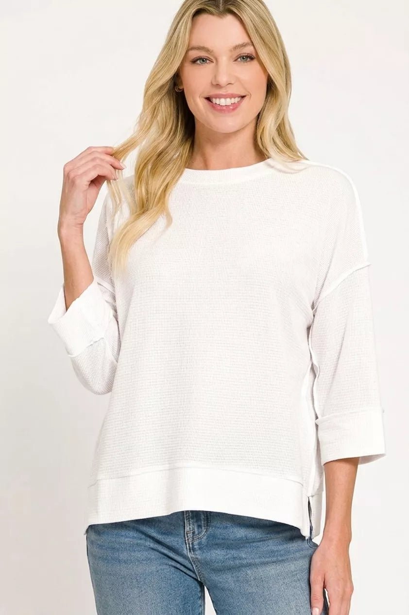Zenana Double Knit 3/4 Sleeve Top - Bitsy Gypsy Boutique