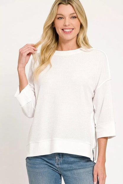 Zenana Double Knit 3/4 Sleeve Top - Bitsy Gypsy Boutique