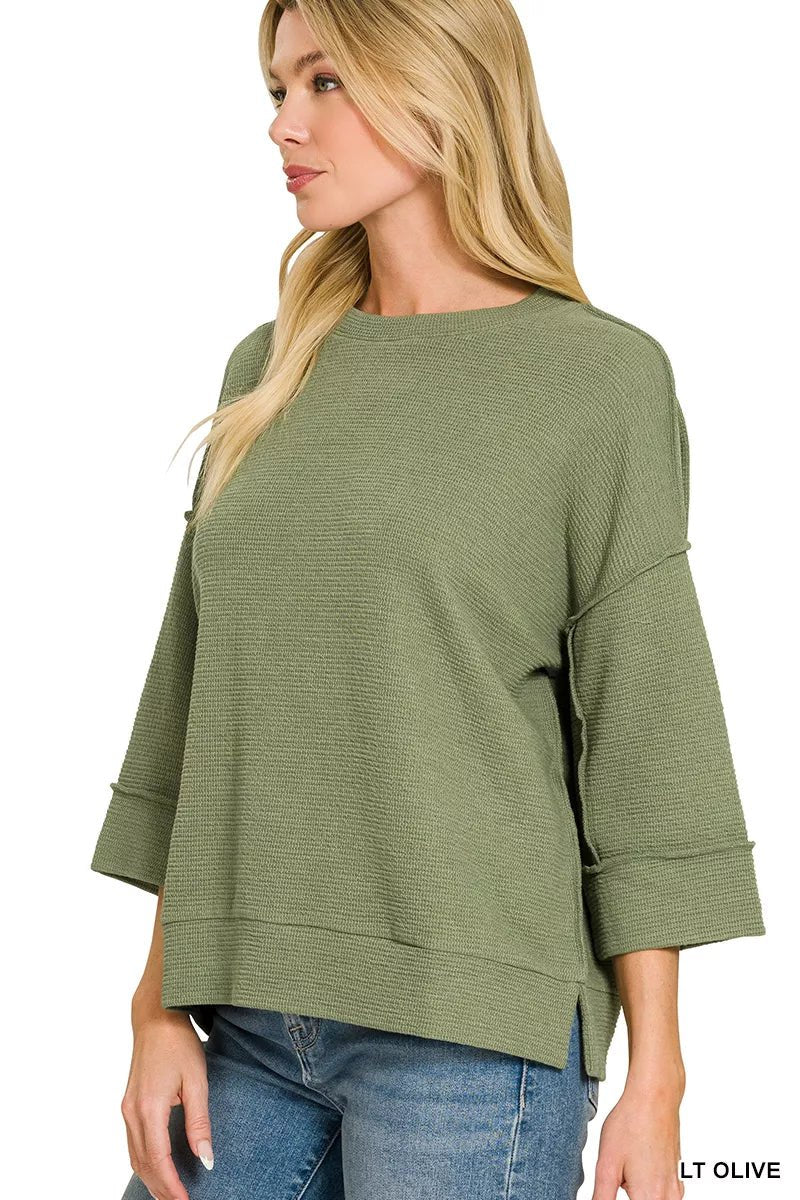 Zenana Double Knit 3/4 Sleeve Top - Bitsy Gypsy Boutique