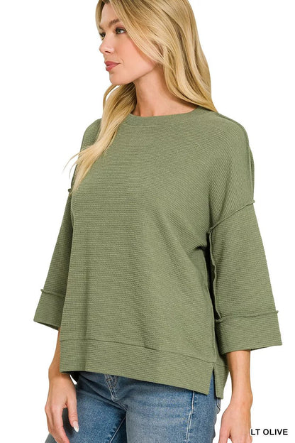 Zenana Double Knit 3/4 Sleeve Top - Bitsy Gypsy Boutique