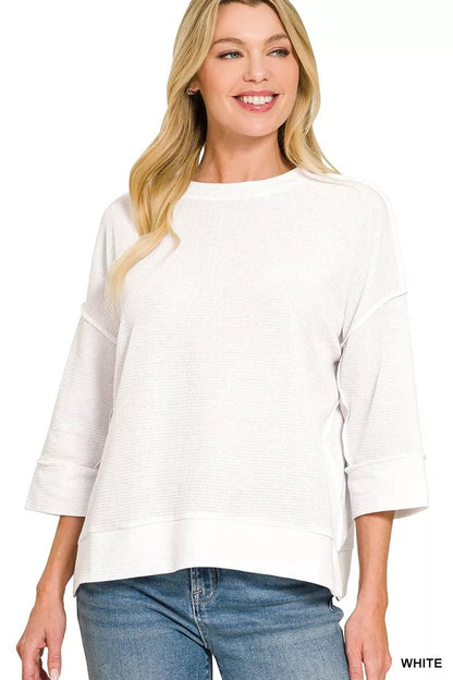 Zenana Double Knit 3/4 Sleeve Top - Bitsy Gypsy Boutique