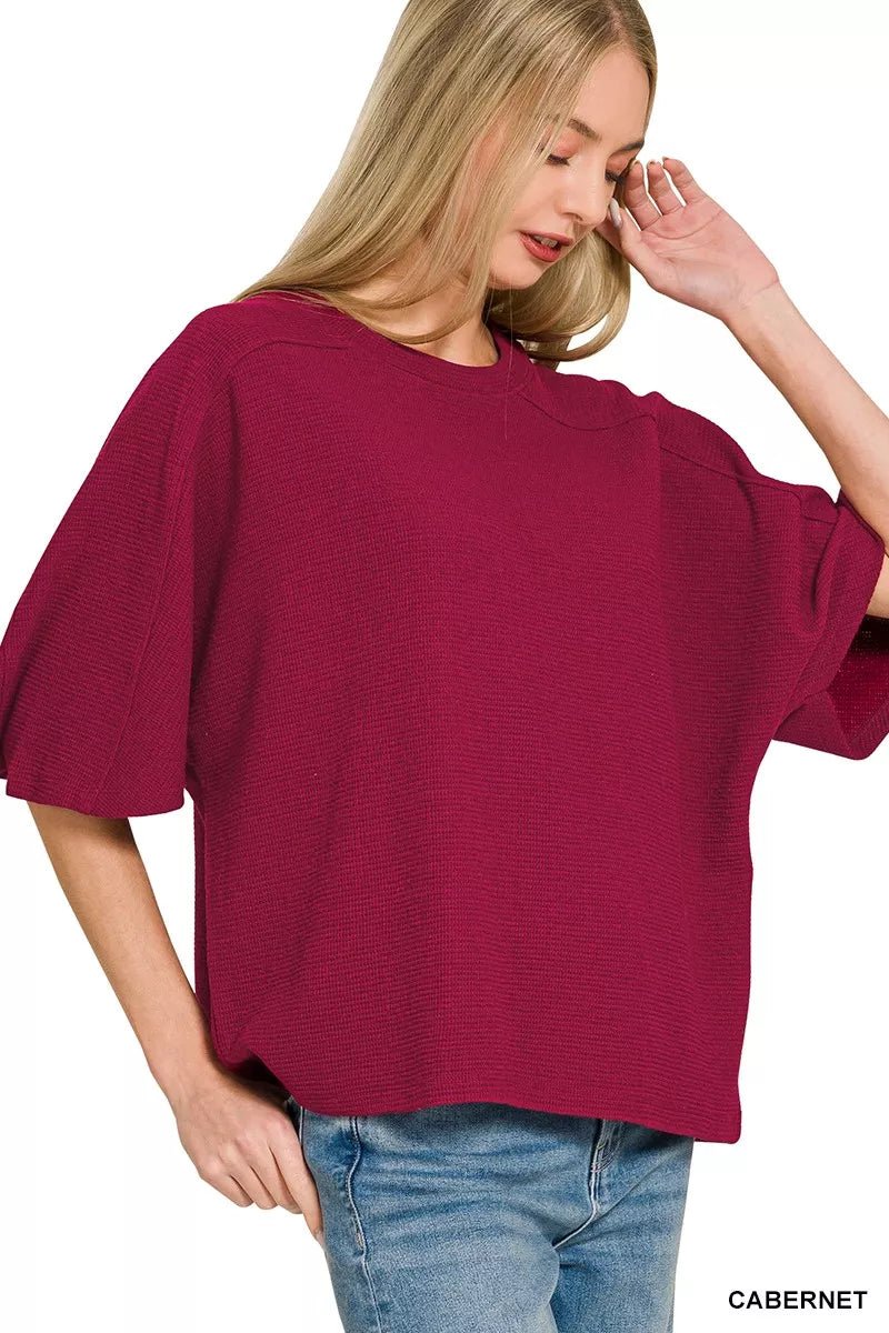Zenana Double Knit Short Sleeve Top - Bitsy Gypsy Boutique