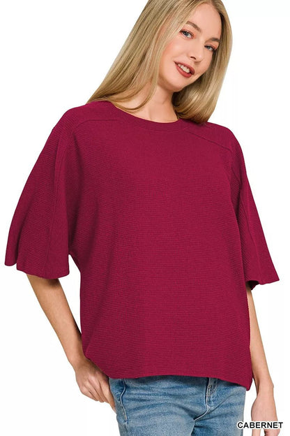 Zenana Double Knit Short Sleeve Top - Bitsy Gypsy Boutique