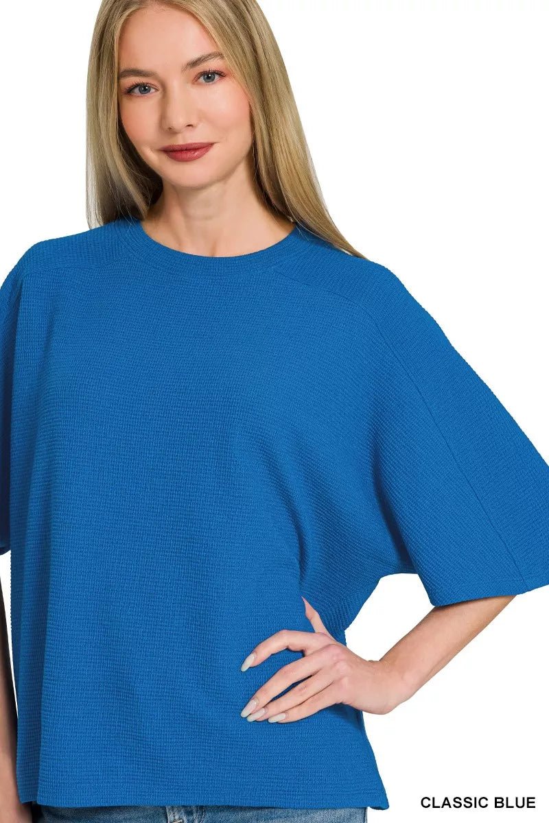 Zenana Double Knit Short Sleeve Top - Bitsy Gypsy Boutique