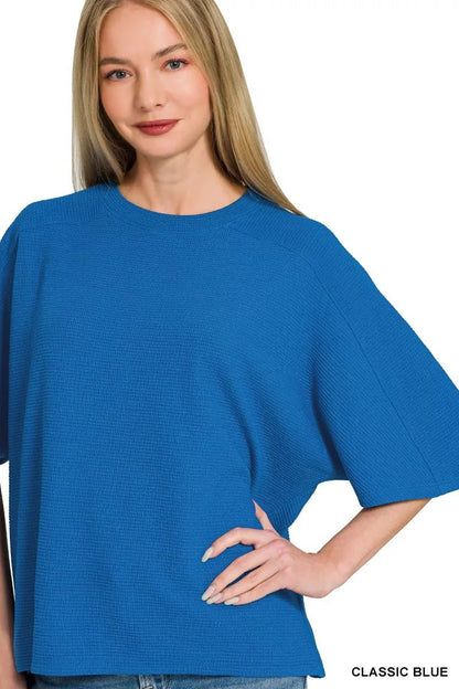 Zenana Double Knit Short Sleeve Top - Bitsy Gypsy Boutique