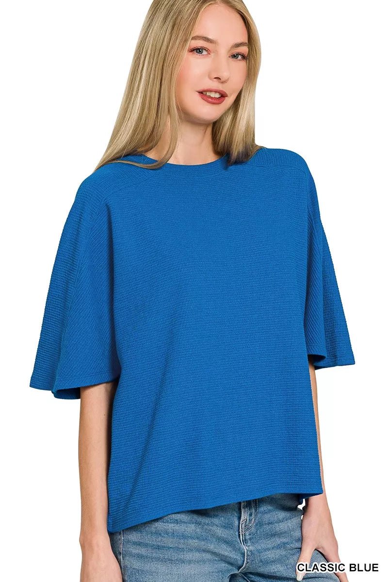 Zenana Double Knit Short Sleeve Top - Bitsy Gypsy Boutique