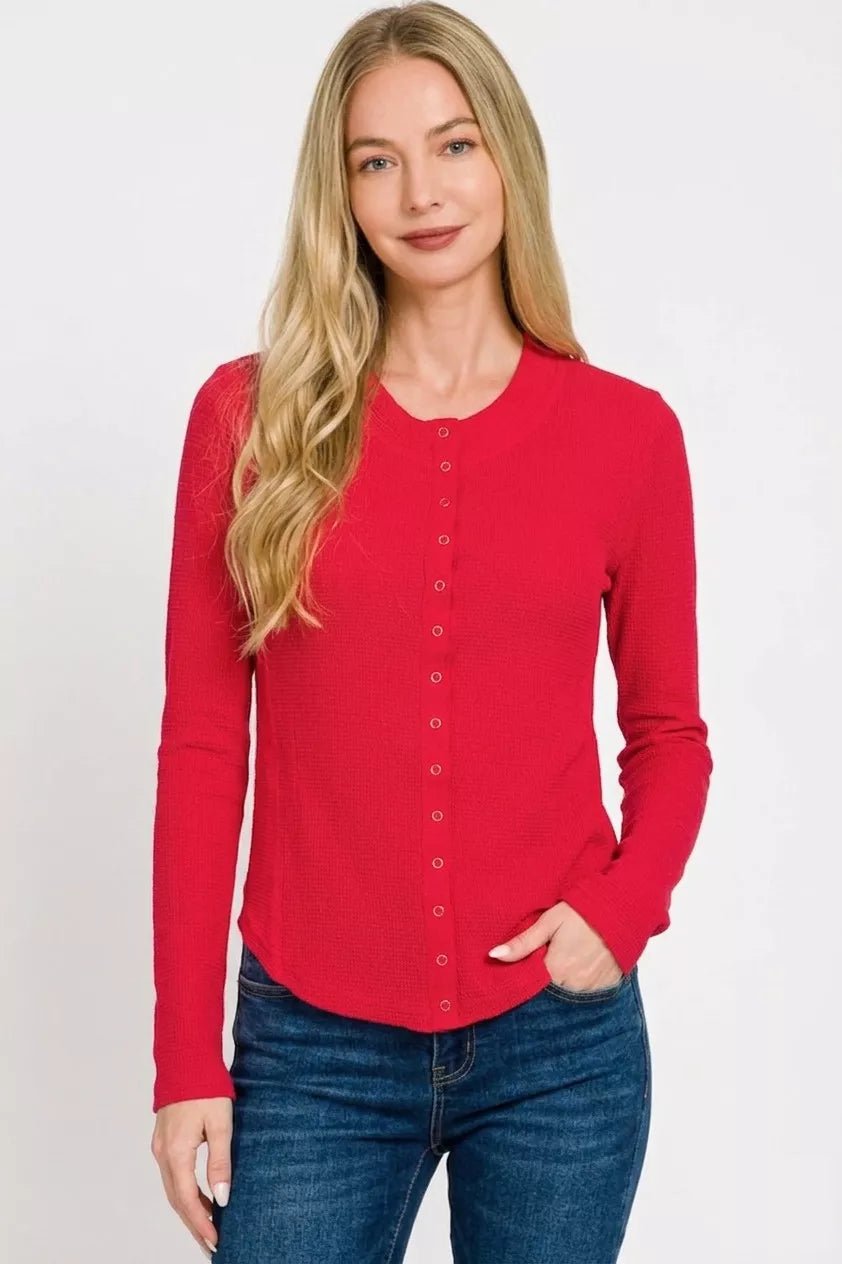 Zenana Double Knit Snap Button Shirts - Bitsy Gypsy Boutique