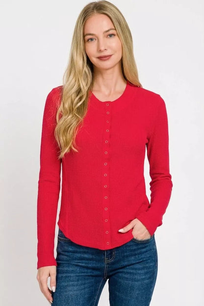 Zenana Double Knit Snap Button Shirts - Bitsy Gypsy Boutique