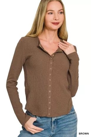 Zenana Double Knit Snap Button Shirts - Bitsy Gypsy Boutique