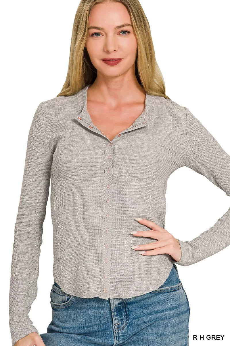 Zenana Double Knit Snap Button Shirts - Bitsy Gypsy Boutique