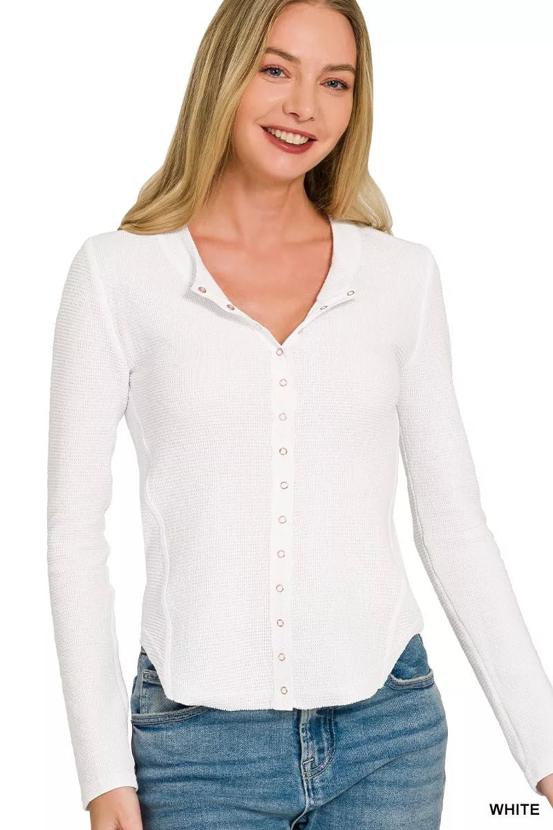 Zenana Double Knit Snap Button Shirts - Bitsy Gypsy Boutique